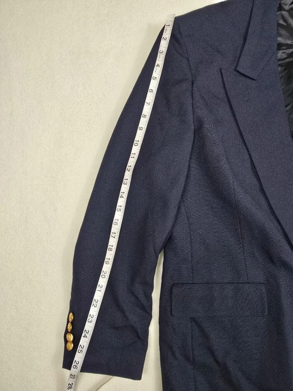 Vintage Palm Beach Mens 41R Navy Double Breasted Blazer Gold Buttons Tailored US